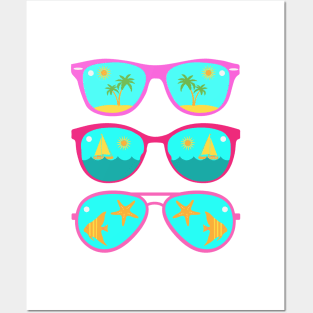 Summer Vacation Cool Beach Sunglasses Posters and Art